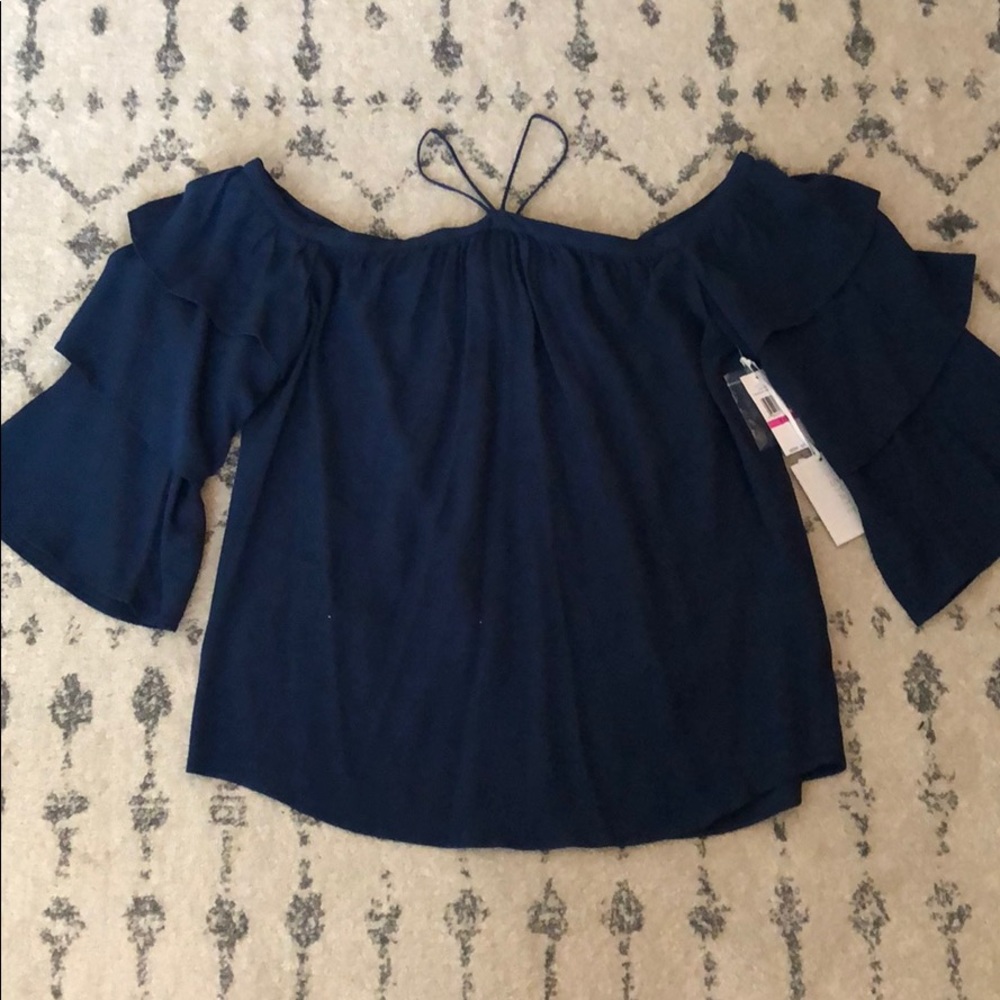 Off the shoulder ruffle sleeve blouse